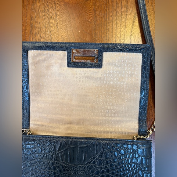 Kate Spade Black Croc Embossed Crossbody Bag Purse - Picture 5 of 11
